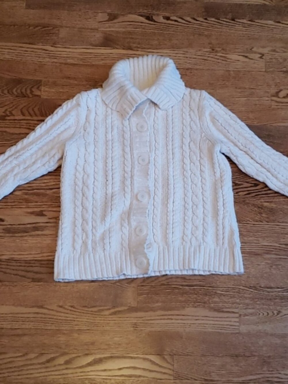 (M) L.L. Bean Cable Knit Cottagecore Button Up Sweater Cozy Comfy Winter